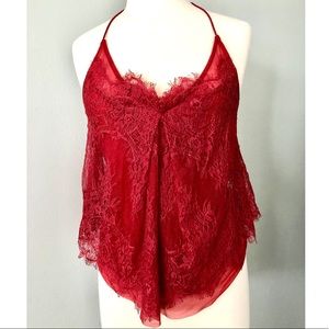 Stylestalker red lace halter cami